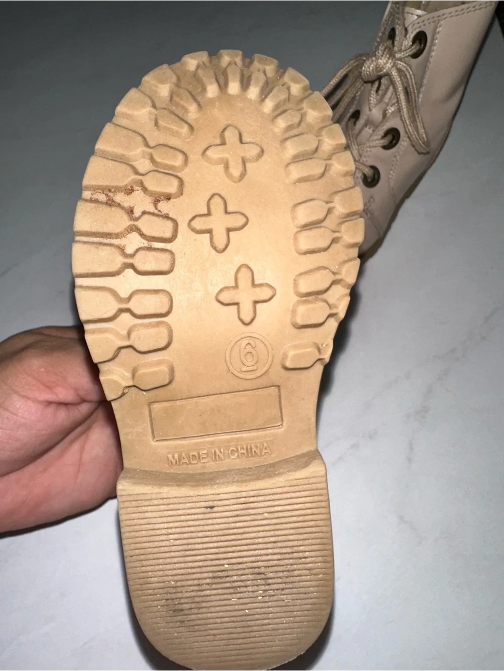 Kids Neutral Beige Lace-Up Ankle Boots - Unbranded